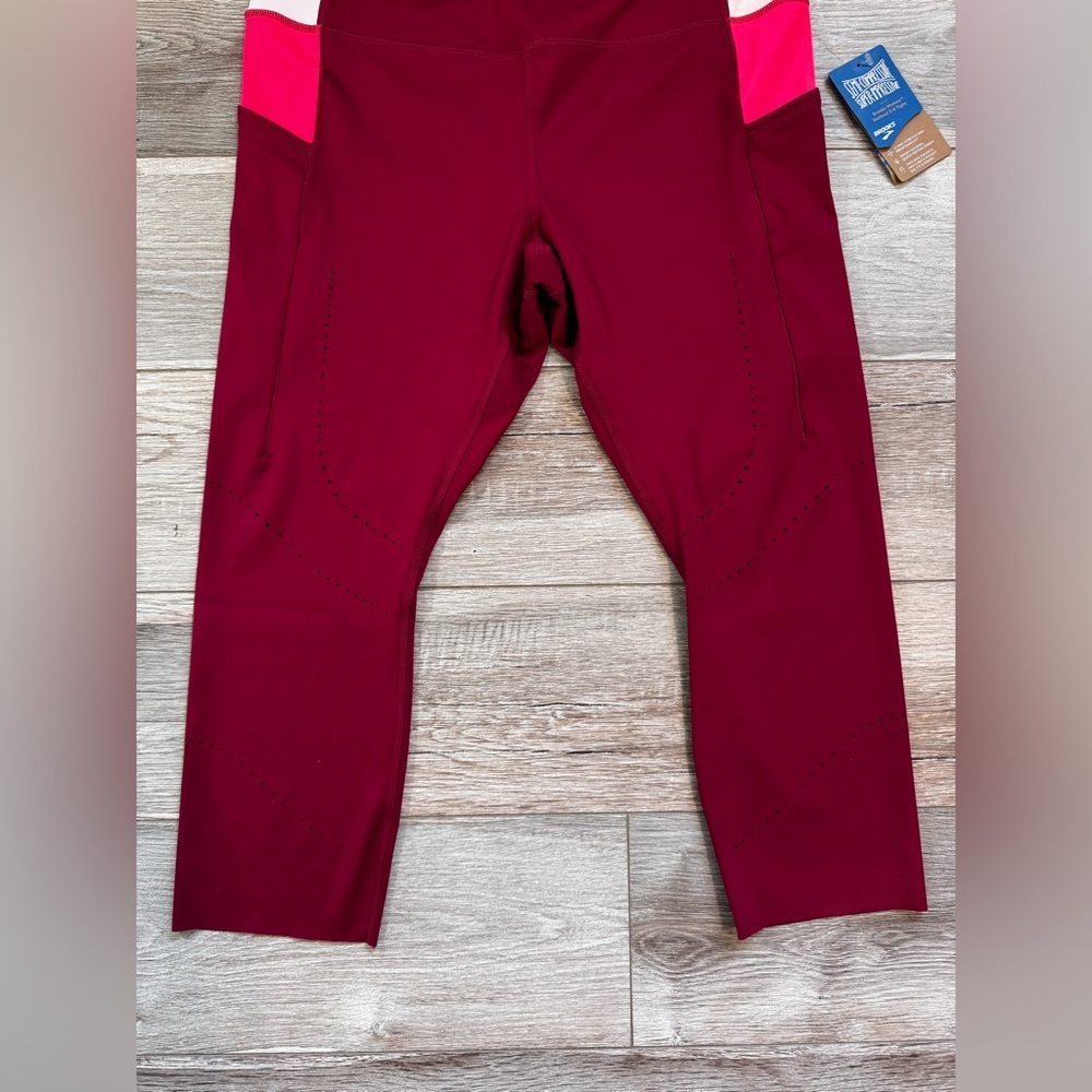 Brooks Womens XL Method 3/4 Running Tights High-Rise Performance Athletic Capri - Picture 5 of 11